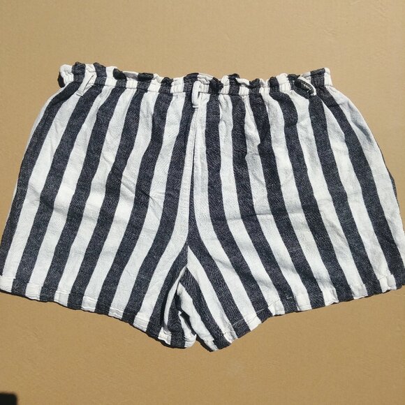 Linen cotton shorts navy blue and white stripes size 16W - Picture 4 of 15